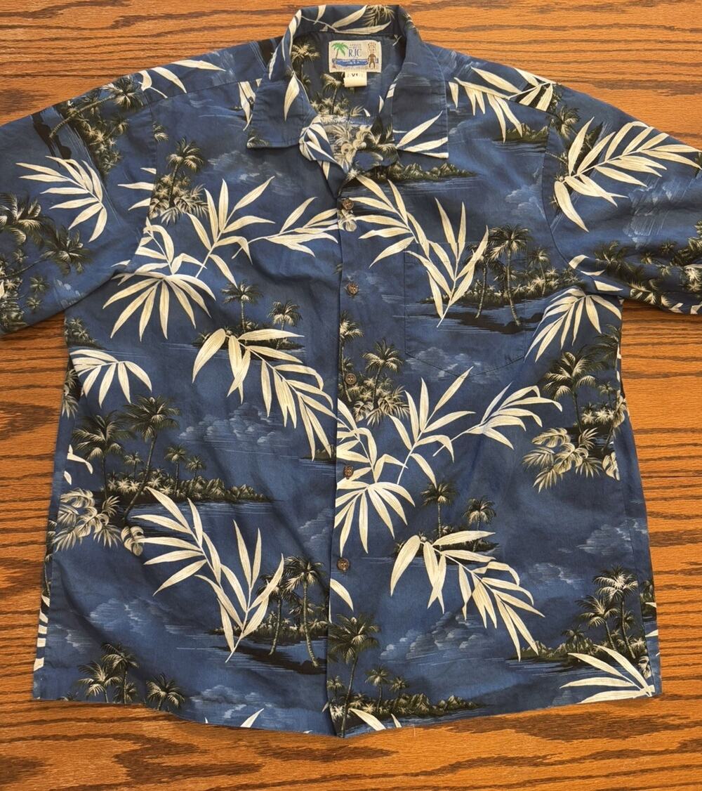 Vintage 90’s RJC Hawaiian Shirt Mens XL Floral Made in USA Rayon Short Sleeve